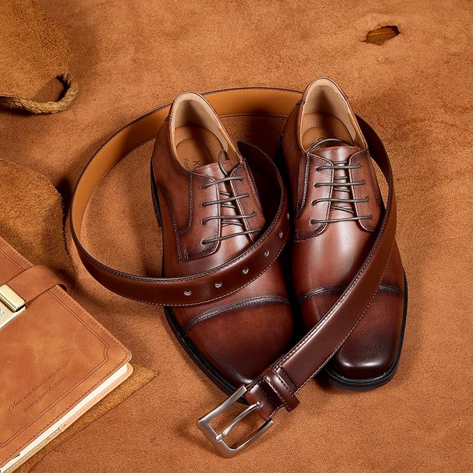 VATAN Men's Genuine Leather Dress Belts, Handmade Classic Every Day Leather Jeans Belt for Men Work Business Casual