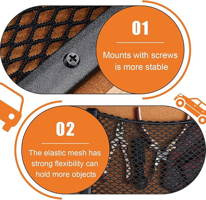 Frienda 1 Pc Car Storage Net Bag, ABS Plastic Framed Mesh Net Holder, Phone & Cargo Organizer with Screws for Auto, Rv, Boat, Truck Pocket Storage (12 x 8 Inch)