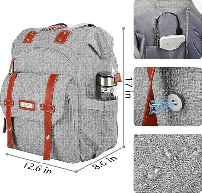 FALANKO Laptop Backpack for Women, Work Doctor Teacher Nurse Wide Open College School Student 17.3 Inch Laptops Bookbag Purse Travel RFID Computer Bag for Men Women Girls Grey