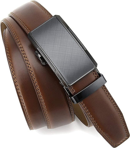 CHAOREN Mens Dress Belt - Mens Ratchet Belt Leather for Dress Pant - Micro Adjustable Belts Fit Everywhere