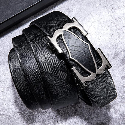 Dubulle Designer Ratchet Belt for Men Leather Fashion Adjustable Automatic Buckle Sliding Removable Dress Casual