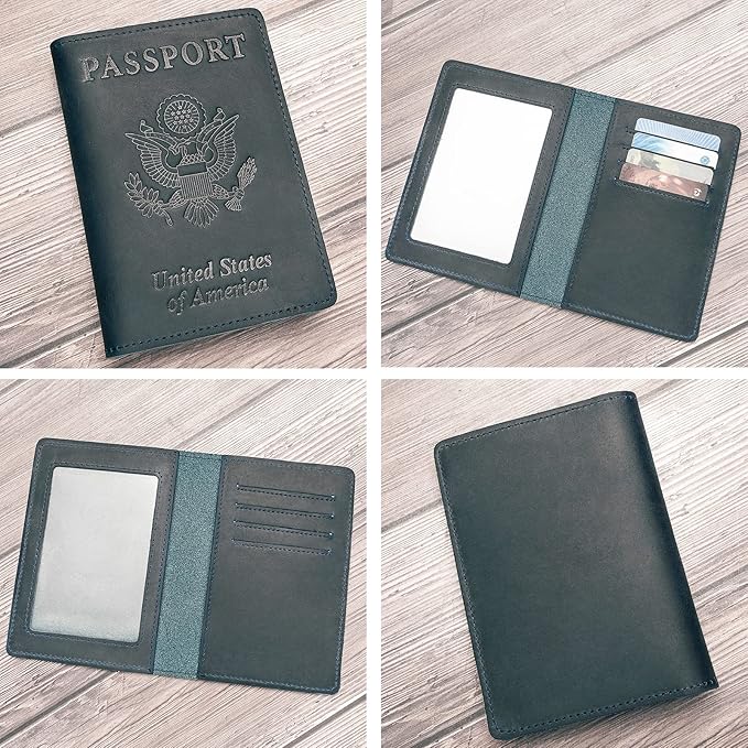 Passport Wallets and Vaccine Card Holder Combo,RFID Blocking Genuine Leather Passport Holder Cover Case with CDC Vaccination Card Slot, Leather Travel Documents Organizer Protector for Women