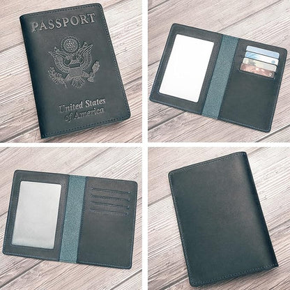 Passport Wallets and Vaccine Card Holder Combo,RFID Blocking Genuine Leather Passport Holder Cover Case with CDC Vaccination Card Slot, Leather Travel Documents Organizer Protector for Women