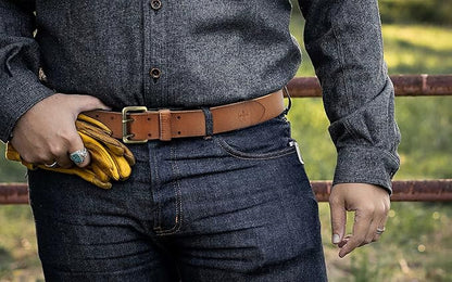 CHAOREN Work Belts for Men Heavy Duty - 1.5" Full Grain Leather Belt Casual - Fully Adjustable, Double Prong