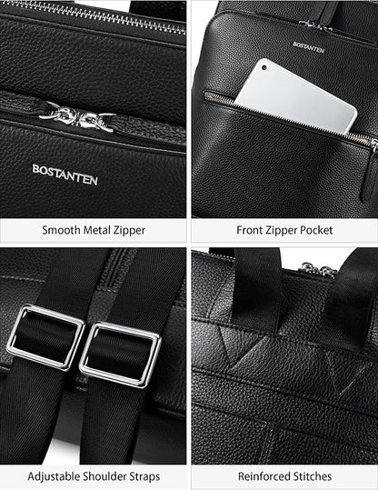 BOSTANTEN Leather Laptop Backpack for Women 15.6 inch Computer Bag Travel Work Daypack Large Size Bag