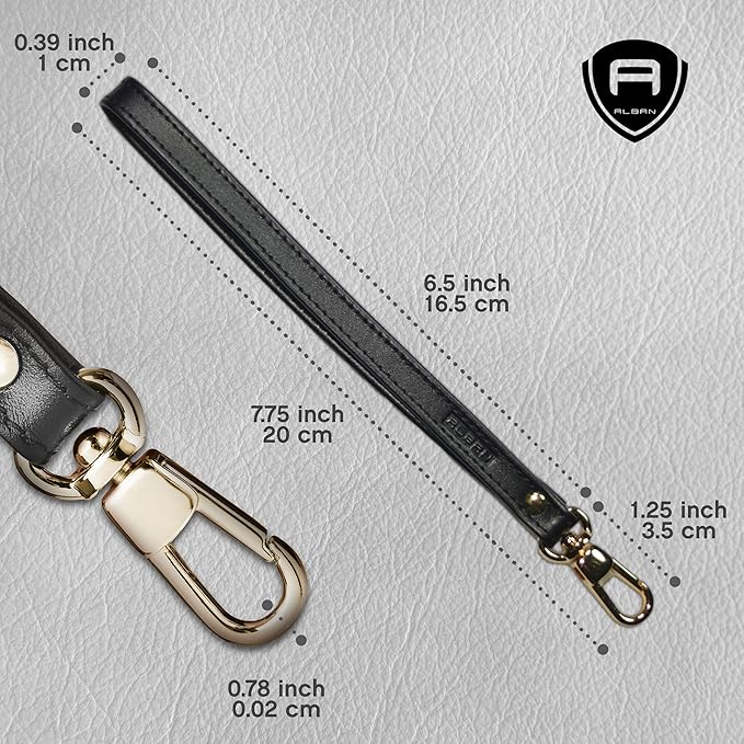 Alban Leather Wrist Strap for Wallet, Clutch, Keys, Wristlet Purse, Keychain for Women and Men