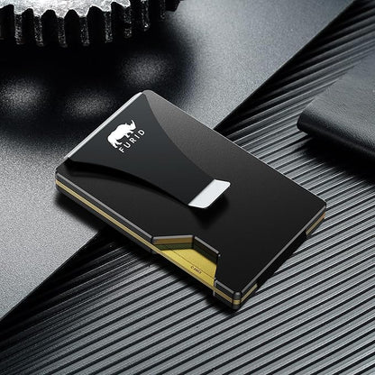 Card Wallet for Men Slim Minimalist: Metal Wallets with Money Clip - Rfid Thin Front Pocket Credit Card Holder - Gift for Men Husband Father at Anniversay Brithday