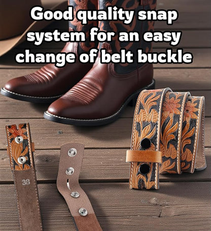 F&L CLASSIC Western Belt without buckle for men – Full Grain Leather Cowboy Belts for jeans - One Piece Leather strap belt