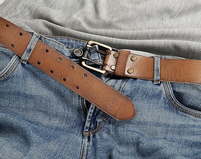 CHAOREN Work Belts for Men Heavy Duty - 1.5" Full Grain Leather Belt Casual - Fully Adjustable, Double Prong