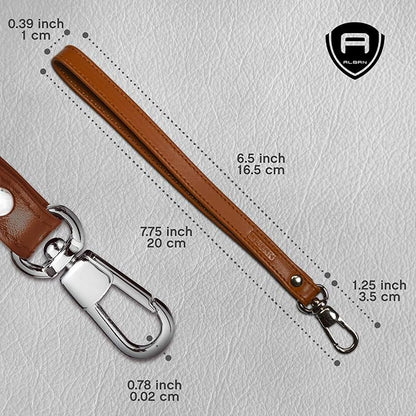 Alban Leather Wrist Strap for Wallet, Clutch, Keys, Wristlet Purse, Keychain for Women and Men