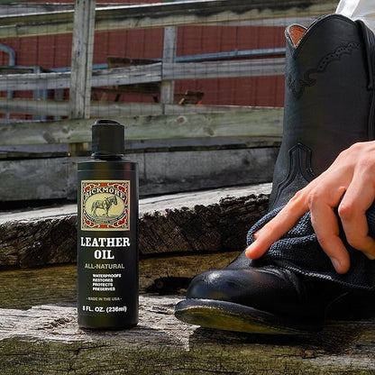 Bickmore Leather Oil Leather Conditioner 8oz | Waterproofs, Protects, and Restores Boots, Jackets, Auto, Furniture, and All Leather Goods | Made in The USA