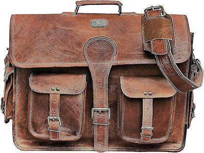 Cuero DHK 16 Inch Vintage Handmade Leather Messenger Bag Laptop Briefcase Computer Satchel Bag for Men & Women (16 Inch Medium)