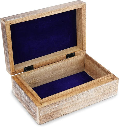 Ajuny Wooden Jewelry Box floral and Diamond Carvings Handmade Decorative Brown and White Storage Box Multipurpose Organizer Trinket Holder Case Unique Gifts for Men & Women