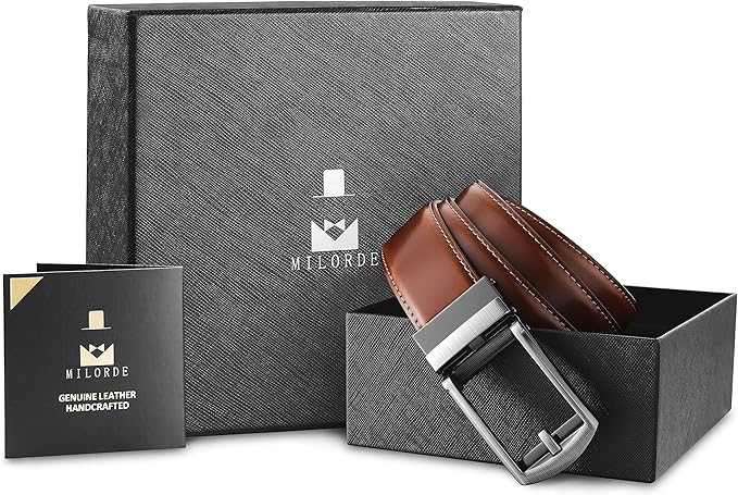 MILORDE Men's Leather Ratchet Belt - 35mm - Customizable Fit
