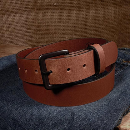 Men's Leather Belt, Made in USA, Full-Grain Leather, Casual Everyday Wear Belts, Amish Handmade 1.5" Width
