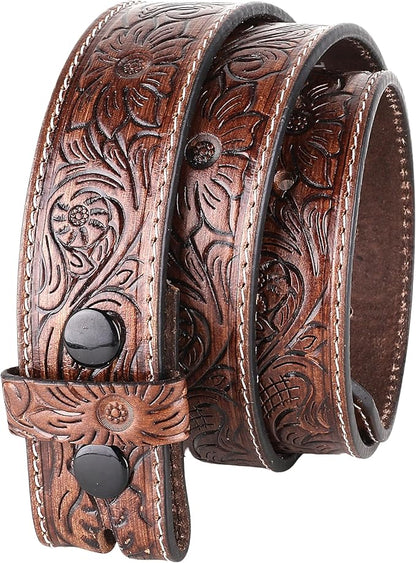 F&L CLASSIC Western Belt without buckle for men – Full Grain Leather Cowboy Belts for jeans - One Piece Leather strap belt
