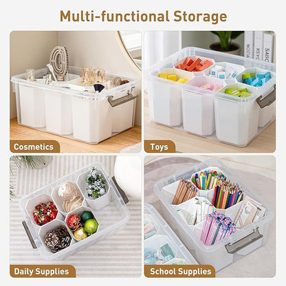 Citylife 17 QT Plastic Storage Bins Clear Storage Box with Lids Multipurpose Stackable Storage Containers for Organizing Tool, Craft, Crayon, 2 Packs
