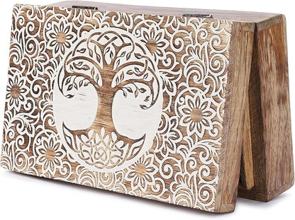 Ajuny Tree of Life Pattern Decorative Box Keepsake Trinket Holder Treasure Chest Jewelry Organizer for Necklaces Watch Storage Boxes Great for Gift- 8X5 Inch