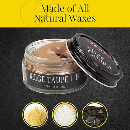 Kelly's Beige Taupe Shoe Polish 1.5 oz - Professional Leather Shoe Cream
