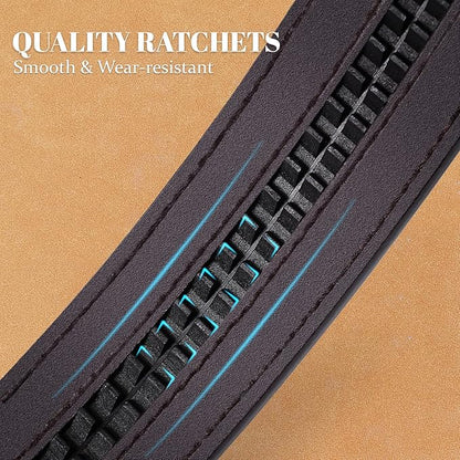 SANSTHS Western Cowboy Ratchet Belts for Men Women Leather Cowboy Belt with Automatic Western Buckle for Jeans Gifts