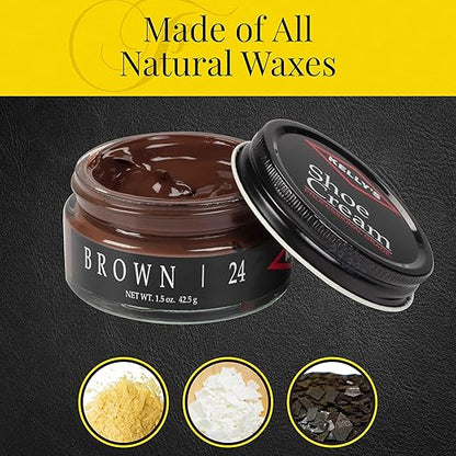Kelly's Brown Shoe Polish 1.5 oz - Professional Leather Shoe Cream
