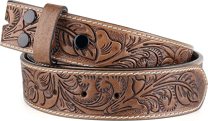 F&L CLASSIC Western Belt without buckle for men – Full Grain Leather Cowboy Belts for jeans - One Piece Leather strap belt