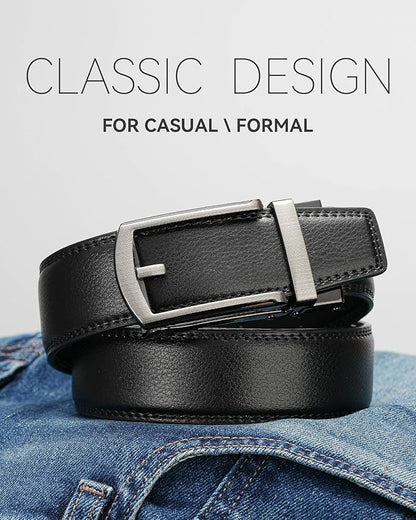 MILORDE Men's Leather Ratchet Belt - 35mm - Customizable Fit