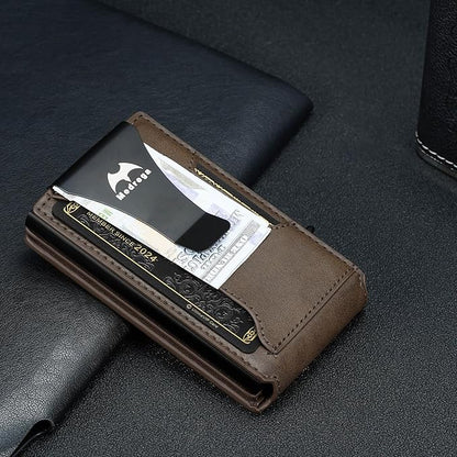 Card Wallet for Men Slim Minimalist: Smart Pop Up Wallets with Money Clip - RFID Front Pocket Credit Card Holder - Gift for Men Husband