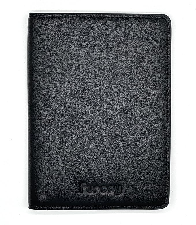 Slim Nappa Leather RFID blocking Passport Cover for Men and Women (Black/Gray)