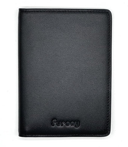 Slim Nappa Leather RFID blocking Passport Cover for Men and Women (Black/Gray)