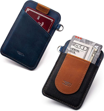 POCKT Card Holder Wallet For Men and Women - Slim Minimalist Front Pocket Wallet Elastic Credit Card Holder Genuine Leather RFID Blocking Card Case Wallets