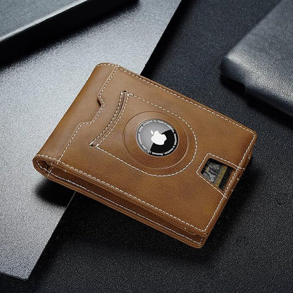 furid Air Tag Wallet Men Slim: Minimalist 2 ID Window RFID Leather Wallets with Airtag Holder - Gifts for Husband Father at Birthday Anniversary