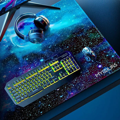 Mydours 63 x 32 inches Gaming Mouse Pad, Extra Large XXL Full Desk Pad, Smooth Fabric & Non-Slip Rubber Mouse Mat, Extended Desk Mat for Gaming, Office and Working (Universe)