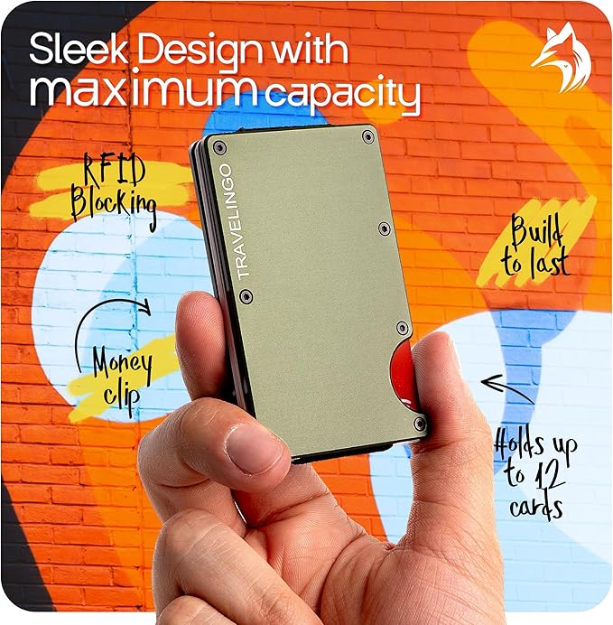 TRAVELINGO Slim RFID Blocking Wallet For Men - Light Weight, Durable & Compact- Minimalist Wallet With Money Clip (Green)