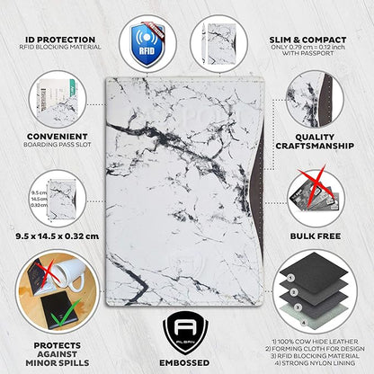 Alban RFID Passport Holder Women Men RFID Blocking Travel Passport Wallet Case Genuine Leather Passport Cover porta pasaporte