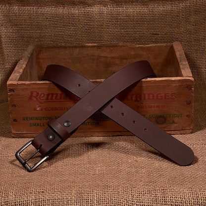 Men's Leather Belt, Made in USA, Full-Grain Leather, Casual Everyday Wear Belts, Amish Handmade 1.5" Width