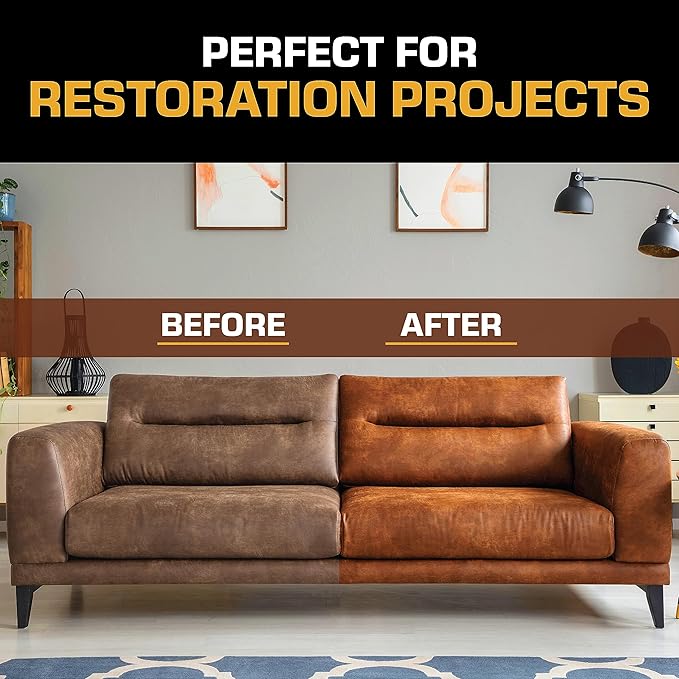 FORTIVO Leather Recoloring Balm with Mink Oil, Couch Repair Kit, Leather Dye and Restorer for Furniture - Camel
