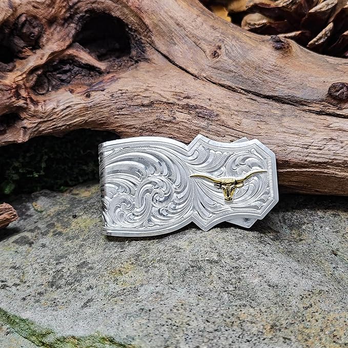 Montana Silversmiths Made in the USA Western Lifestyle Money Clip (Trail Boss with Longhorn)