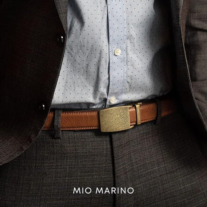 Marino Avenue Ratchet Belt for Men. Adjustable Leather Dress Belt with 38 Easy to Click Into Place Ratchet Closures.