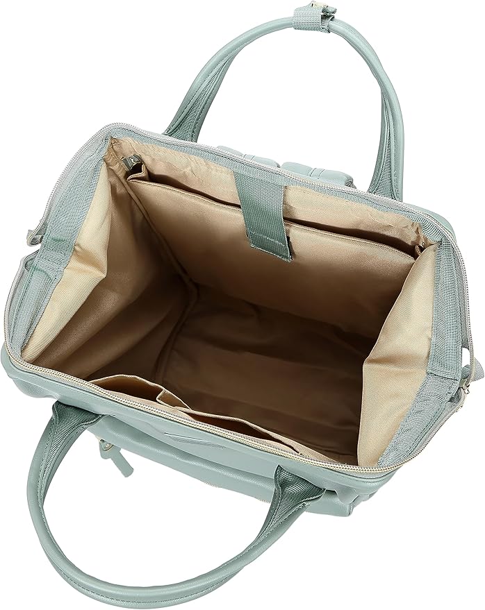 Kah&Kee Leather Backpack for Women and Men 15-inch Laptop Bag | Teacher Professional, Diaper Bag Backpack, Ideal for Work, School, Nurse, College & Travel (Green II, Medium)