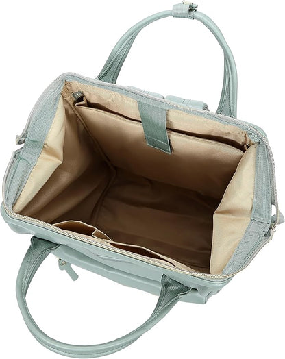 Kah&Kee Leather Backpack for Women and Men 15-inch Laptop Bag | Teacher Professional, Diaper Bag Backpack, Ideal for Work, School, Nurse, College & Travel (Green II, Medium)