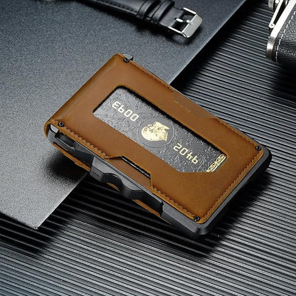 furid Genuine Leather Wallet for Men: Slim RFID Minimalist Wallets with Money Clip - Smart Pop Up Credit Card Holder for Front Pocket - Gifts for Husband Father on Birthday Anniversary