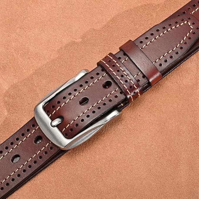 Luxury Full Grain Genuine Leather Belt Men Gift, 1.5" Wide Vintage Real Leather Western Cowboy Men's Belts