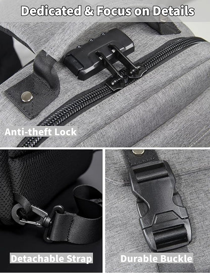 BASICPOWER Laptop Sling Bag for Men Women, Sling Backpack Crossbody Bag Fits 14 inch Computer with USB Port Anti-theft
