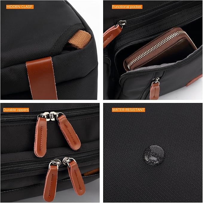 CoolBELL Convertible Backpack Messenger Shoulder Bag Laptop Case Handbag Business Briefcase Multi-Functional Travel Rucksack Fits 15.6 Inch Laptop for Men/Women (Black)