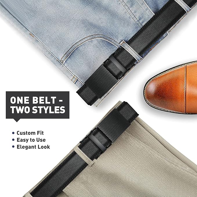 Men's Belt, Leather Ratchet Belt For Men's Dress 3.0cm,1 1/8" Size Adjusted Automatic Buckle