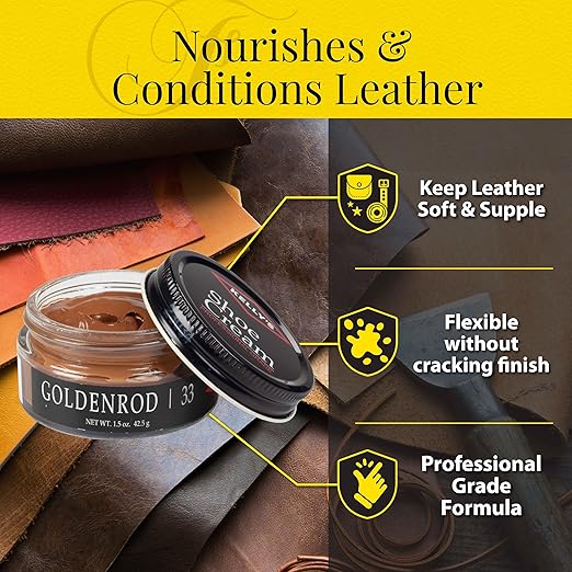 Kelly's Goldenrod Shoe Polish 1.5 oz - Professional Leather Shoe Cream