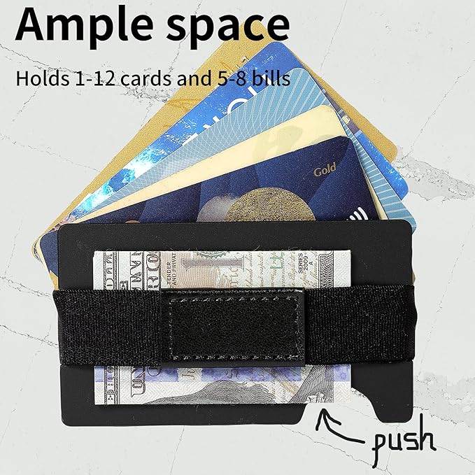 Minimalist Slim Wallet for Men,RFID Blocking Metal Wallet,Aluminum Credit Card Holder & Money Clip 12-15 Cards,Slim Rfid Front Pocket Mens Wallet