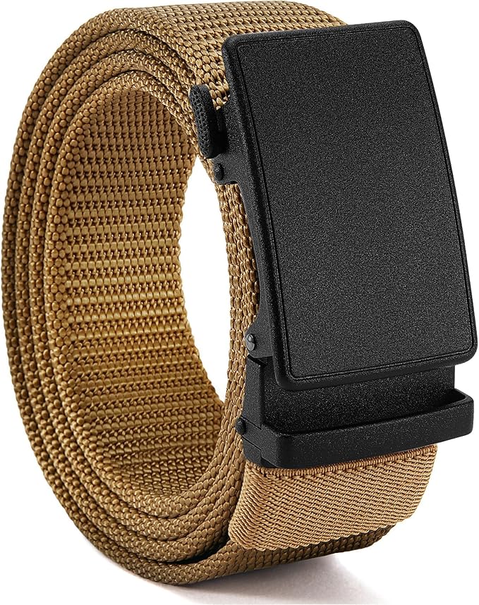 CHAOREN Nylon Ratchet Belts for Men - Adjustable Casual Work Belt with Slide Buckle - Trim to Fit