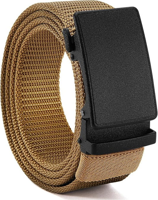 CHAOREN Nylon Ratchet Belts for Men - Adjustable Casual Work Belt with Slide Buckle - Trim to Fit